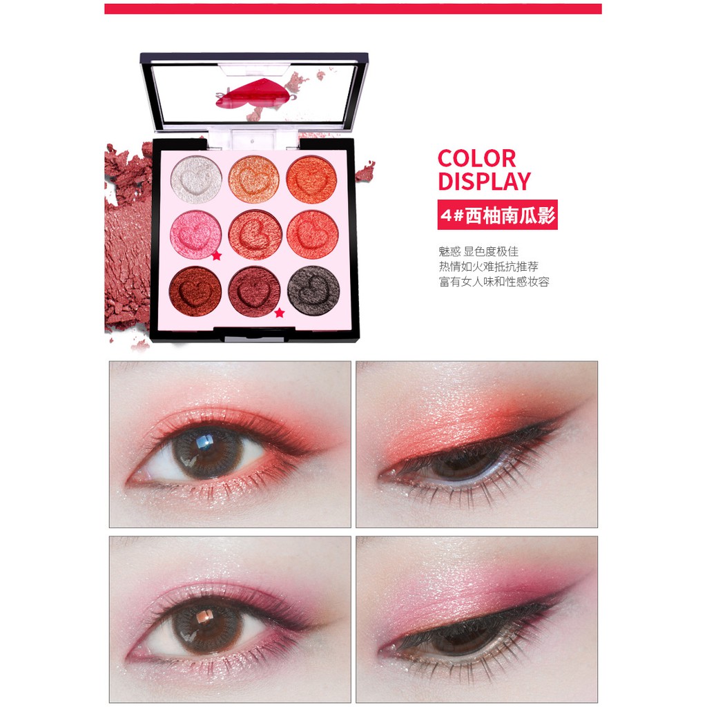 Bảng phấn mắt 9 màu Pearlescent Matte Wet Powder Eyeshadow Mermaid Peach Blossom Makeup 1945