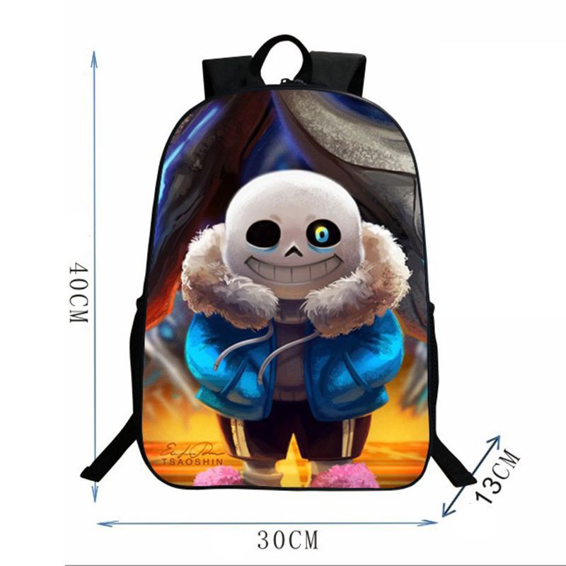 Ba lô đi học/du lịch in hình Undertale Sans độc đáo cho trẻ em 16 inch