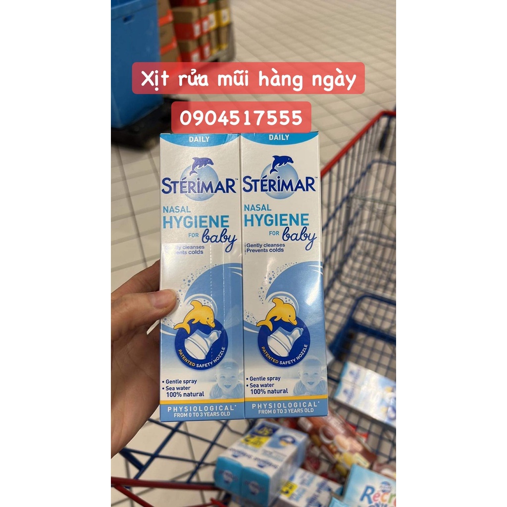 Xịt muối biển cá heo vàng và cá heo cam , Xịt mũi cá heo Sterimar Pháp 100ml
