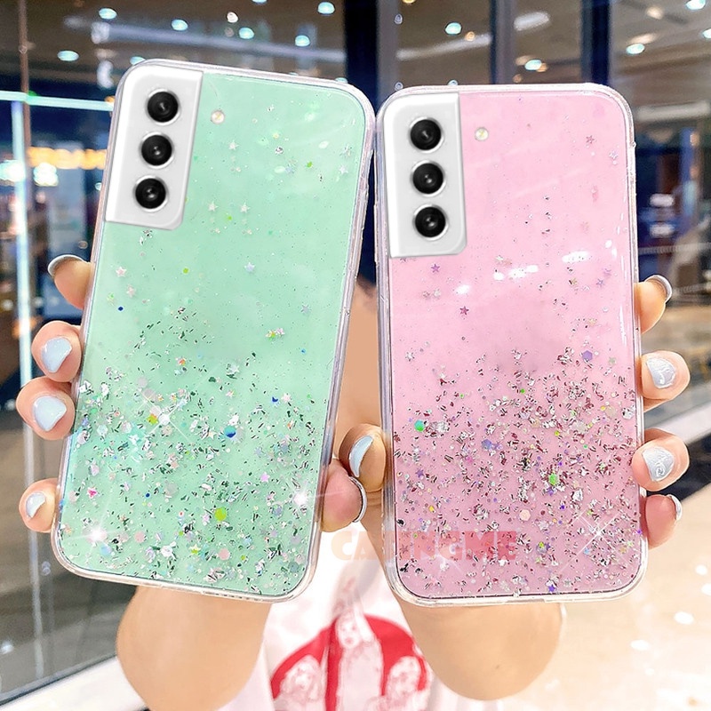 Ốp Điện Thoại Silicon Trong Suốt Phối Kim Tuyến Cho Samsung Galaxy S21 FE 5G Plus Ultra S22 S21FE S20
