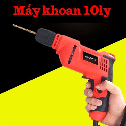 Máy Khoan Cầm Tay ELECTRIC Đỏ 10mm Ruột Đồng 100% Máy Khoan Sắt Gỗ Nhỏ Gọn Công Suất 450W Mạnh Mẽ