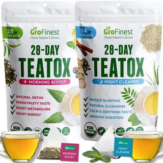Image of 28 Day Teatox Detox Weight Loss Tea - Skinny Slimming Fat Burn Cleanse Diet Tea - Green Tea Lemongrass Peppermint Ginger