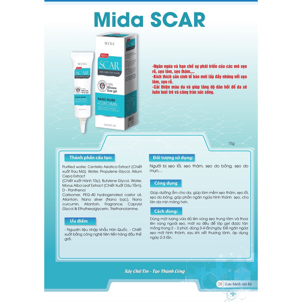 Kem ngăn ngừa sẹo mida scar tuýp 10g