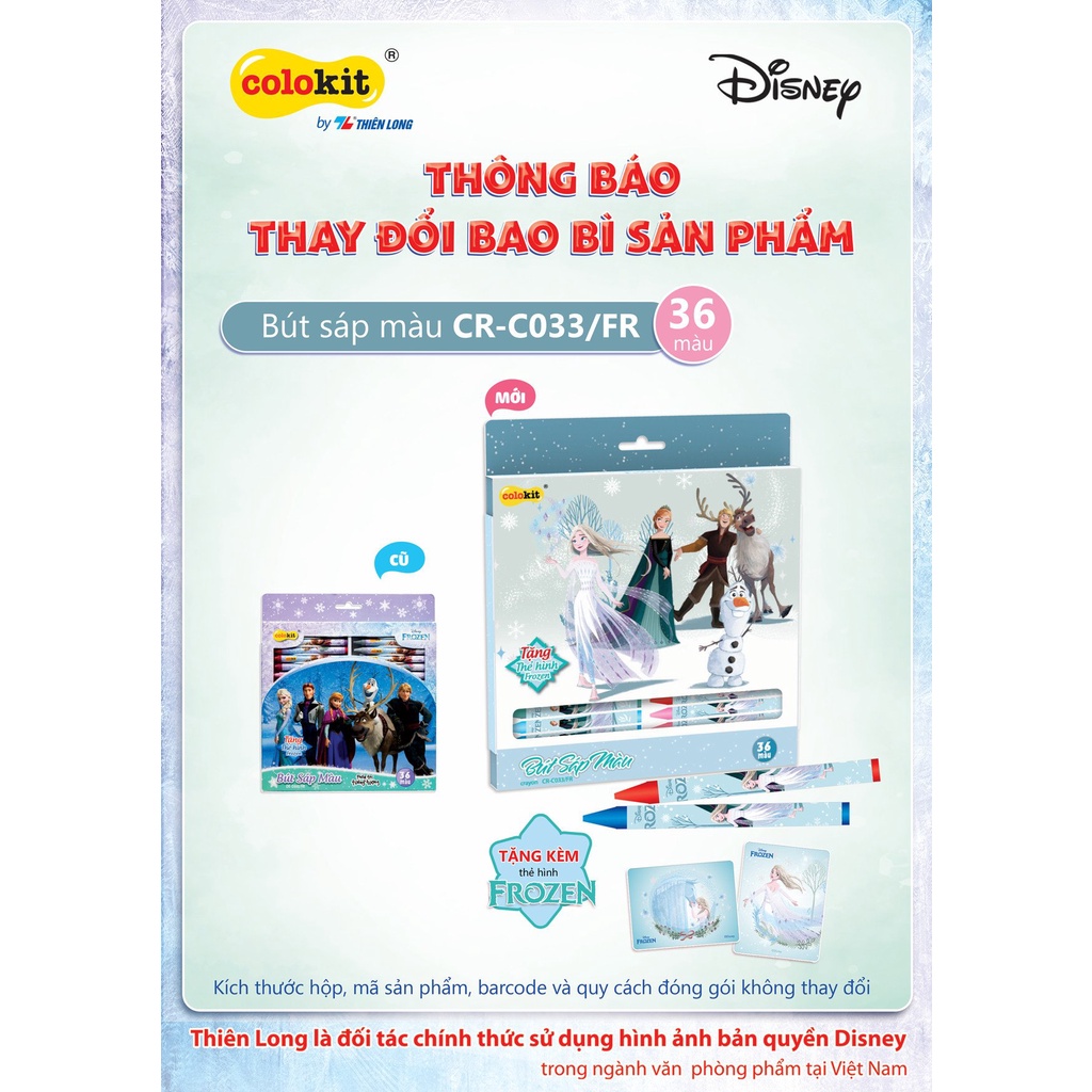 BÚT SÁP MÀU COLOKIT CR-C033/FR Với Hình Ảnh Nhân Vật Hoạt Hình ELSA FROZEN