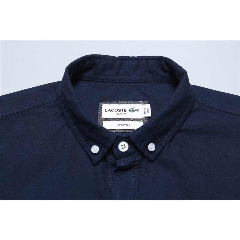 LACOSTE ◈✉Áo Sơ Mi Tay Ngắn Vải Oxford Cotton Dáng Ôm Thời Trang Mùa Xuân 2020 Cho Nam