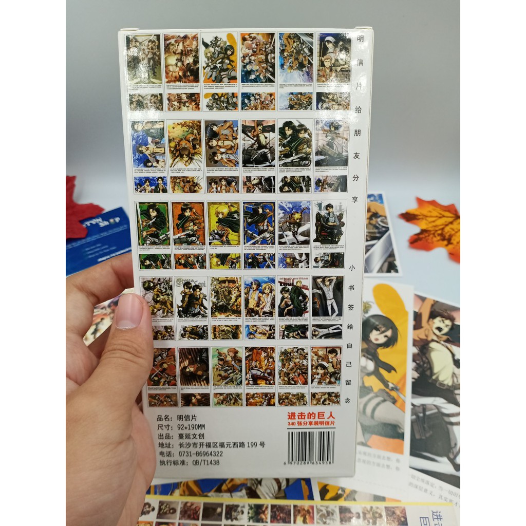 Hộp Postcard Bưu thiếp (Trọn bộ 340 Hình có Sticker) Anime/Manga Attack on titan (Tấn công người khổng lồ)