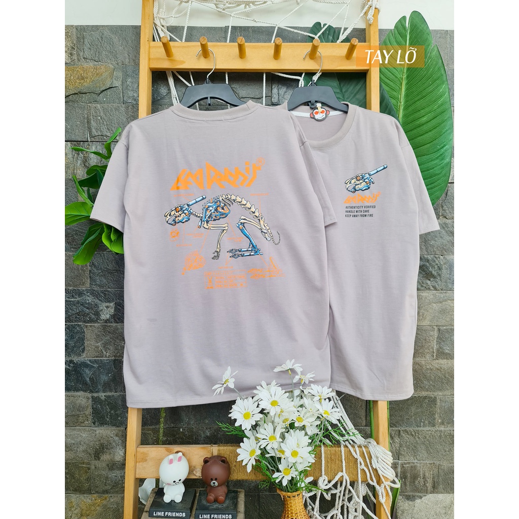 Áo phông áo thun nam nữ tay lỡ from rộng freesize chất cotton thoáng mát in hình thỏ robot xương MOKISHOP
