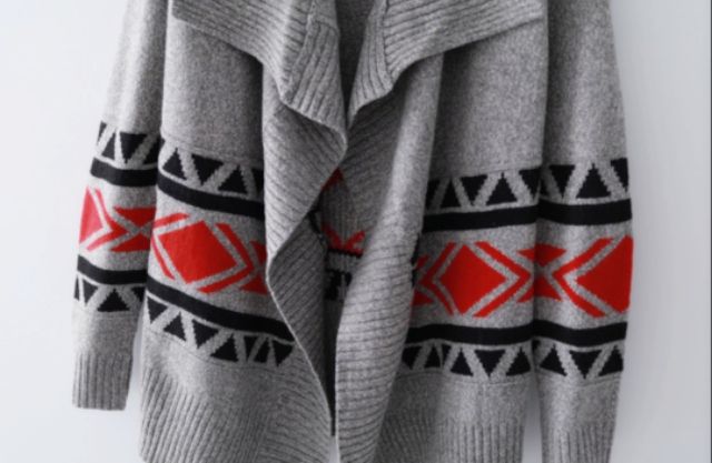 [Nhiều màu] Áo cardigan len cổ đổ họa tiết xuất Âu (có sẵn)