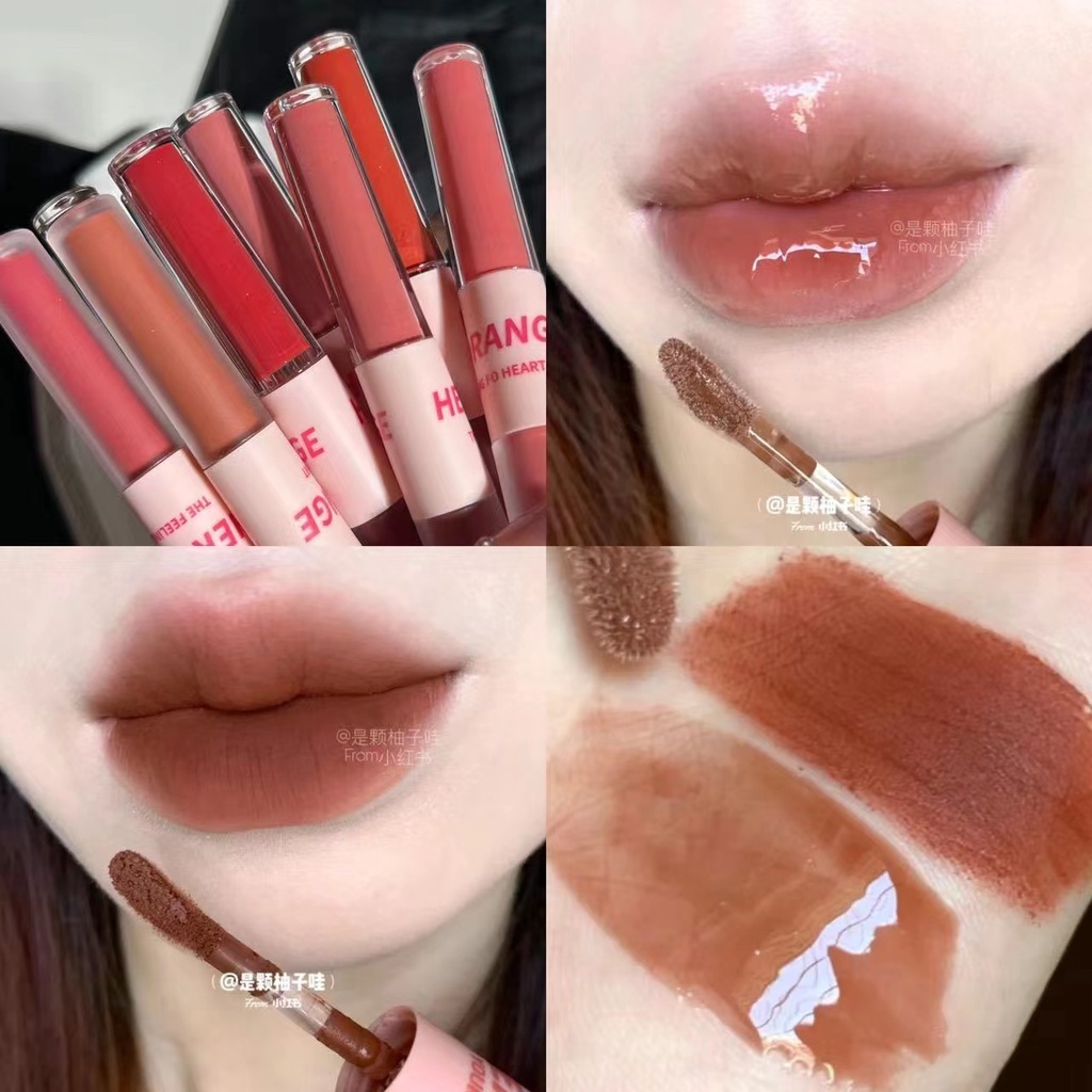Son kem lì HERORANGE sắc tố cao lâu trôi 2 trong 1  Hai Đầu Cho Màu Nhung Lì Lâu Trôi Và Dưỡng Ẩm Môi