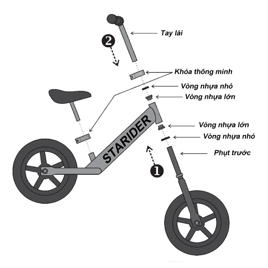 Xe thăng bằng Starider - Air-Pro (tặng kèm: bọc tay lái,chuông,biển số,dây đeo,giá đỡ,yên bọc,trục yên)