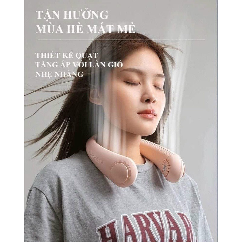 [ BH_6 THÁNG ] Quạt Đeo Cổ USB Mini Tích Điện Không Cánh Tiện Lợi, Gió Mạnh Cực Mát Cho Mùa Hè.