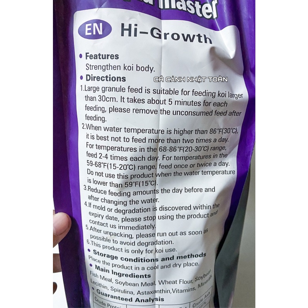 AQUAMASTER HI GROWTH 42% PROTEIN CÁ KOI TÚI 5KG