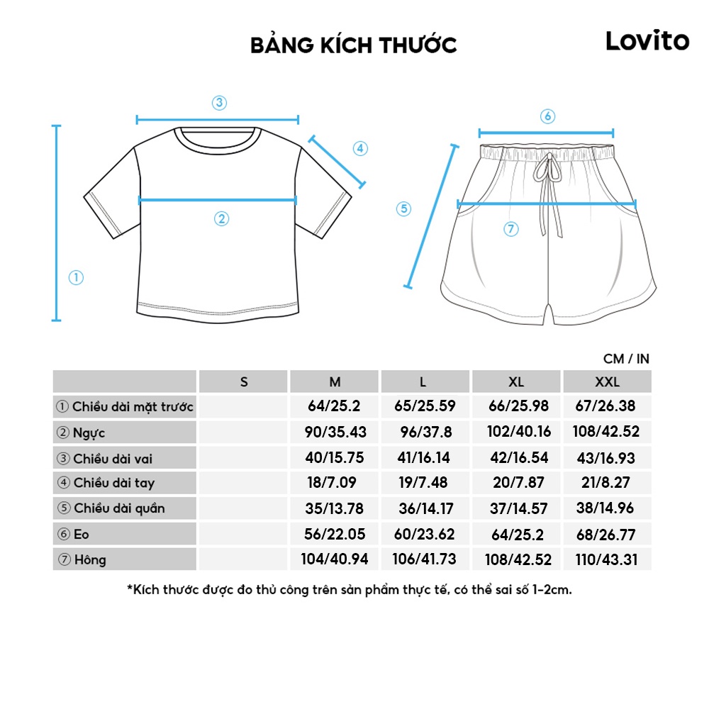 Bộ đồ ngủ Lovito L02022 vải lụa lạnh màu xanh dương đậm trơn tay ngắn có cổ | BigBuy360 - bigbuy360.vn