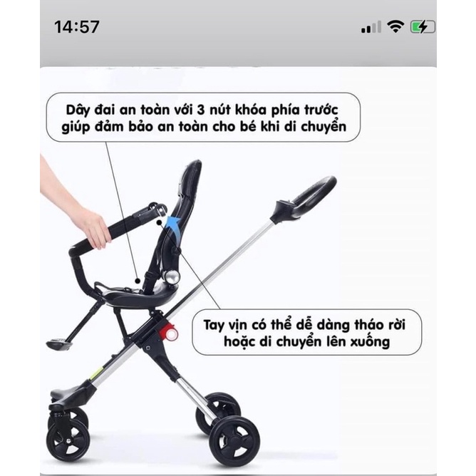 Xe đẩy Tomorow sky đảo chiều gấp gọn, hàng chính hãng