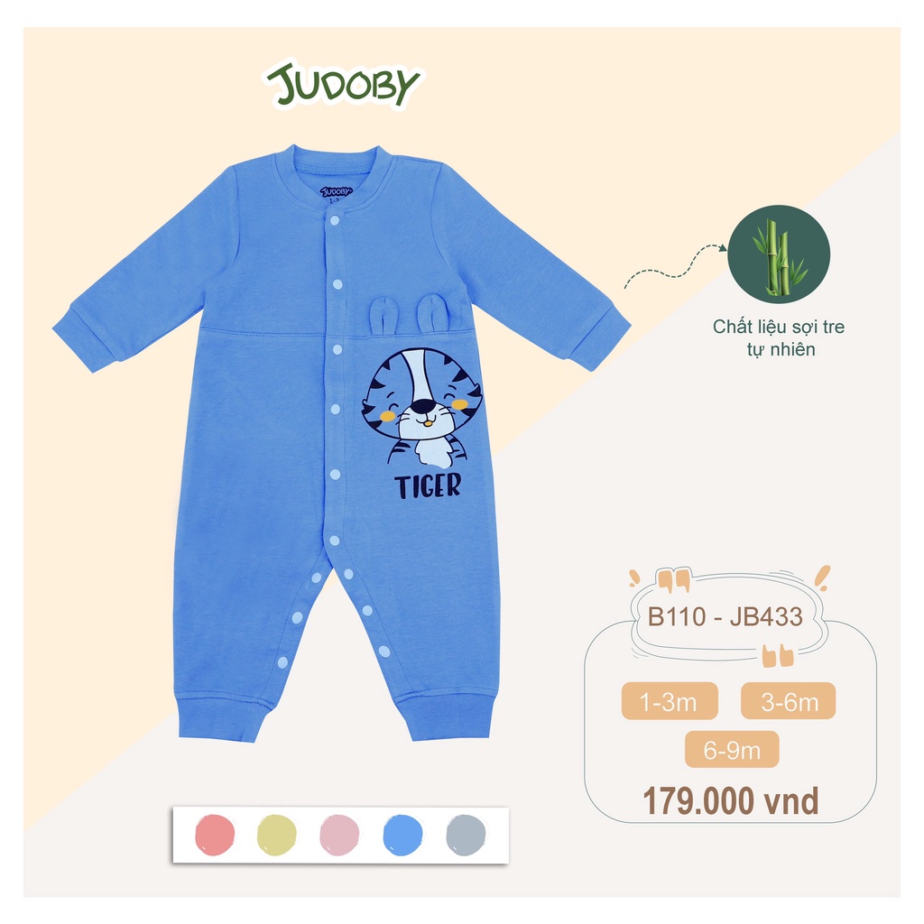 Jubody - Body sơ sinh dày dài tay chất Bamboo sợi tre  3-9 tháng tuổi JB433