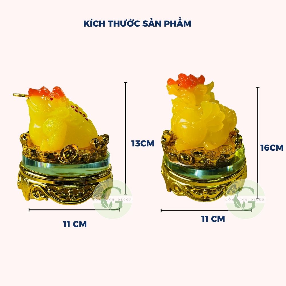 Cóc Ngậm Tiền Thiềm Thừ Phong Thủy Tỳ Hưu đế kính xoay 360 độ đặt ban thần tài