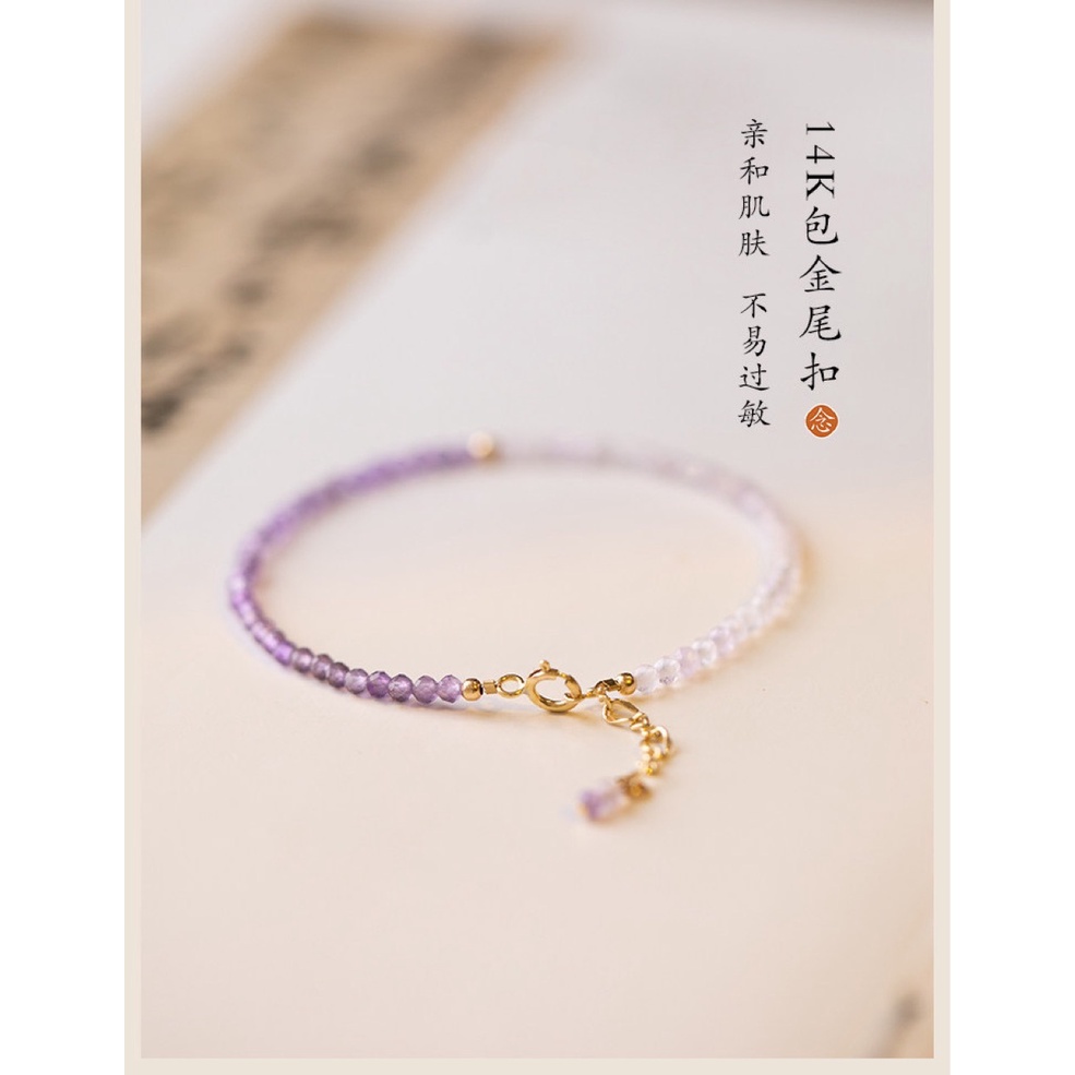 [Hàng Mới] Vòng Tay Hoa Oải Hương Đính Pha Lê Trắng Phong Cách Retro