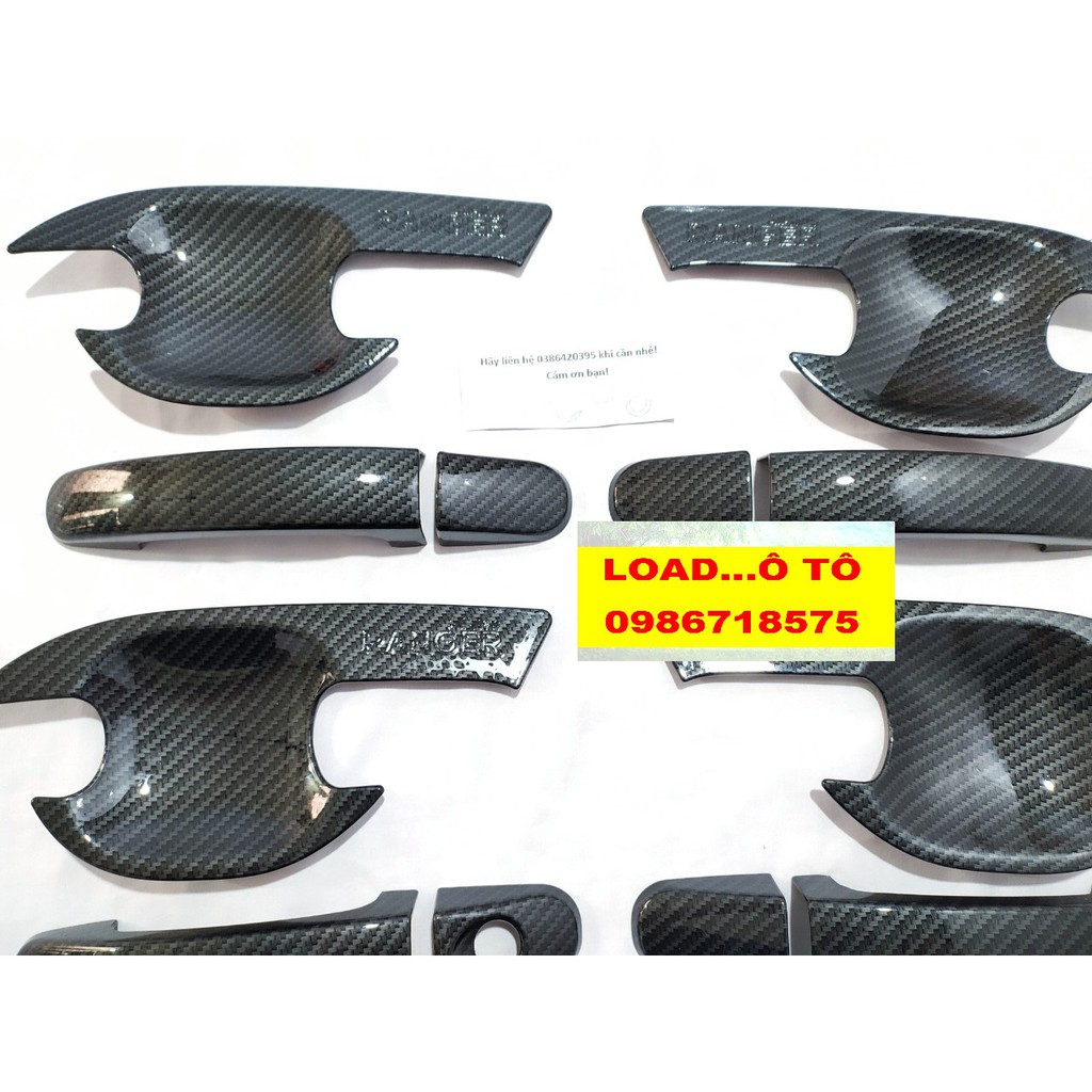 Ốp Tay Hõm, Nắp Xăng Ford Ranger 2022-2016 Vân Carbon cao Cấp