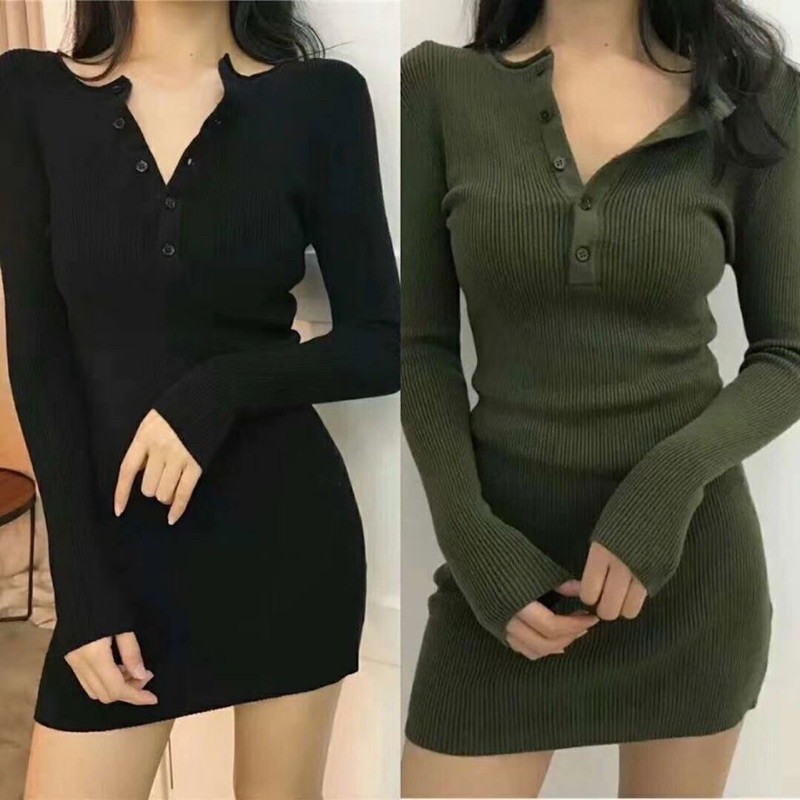 VÁY LEN NỮ DÀI TAY DÁNG NGẮN ÔM BODY CỰC XINH, VÁY LEN BODY DÁNG NGẮN CAO CẤP CHO NỮ SEXY (CÓ ẢNH THẬT)