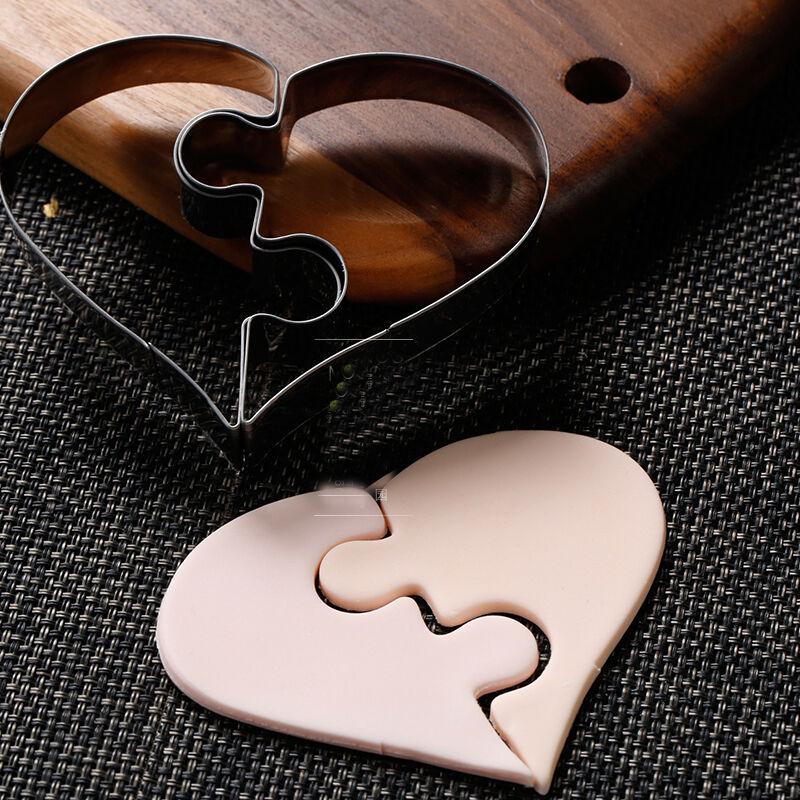 Khuôn cắt bánh quy hình trái tim 3D bằng thép không gỉ cao cấp tiện dụng