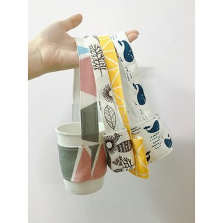 Quai Xách Ly Vải Canvas Đựng Ly/Cốc Trà Sữa, Cà Phê, Ly Giữ Nhiệt,...  Nhiều Hình 2 Lớp