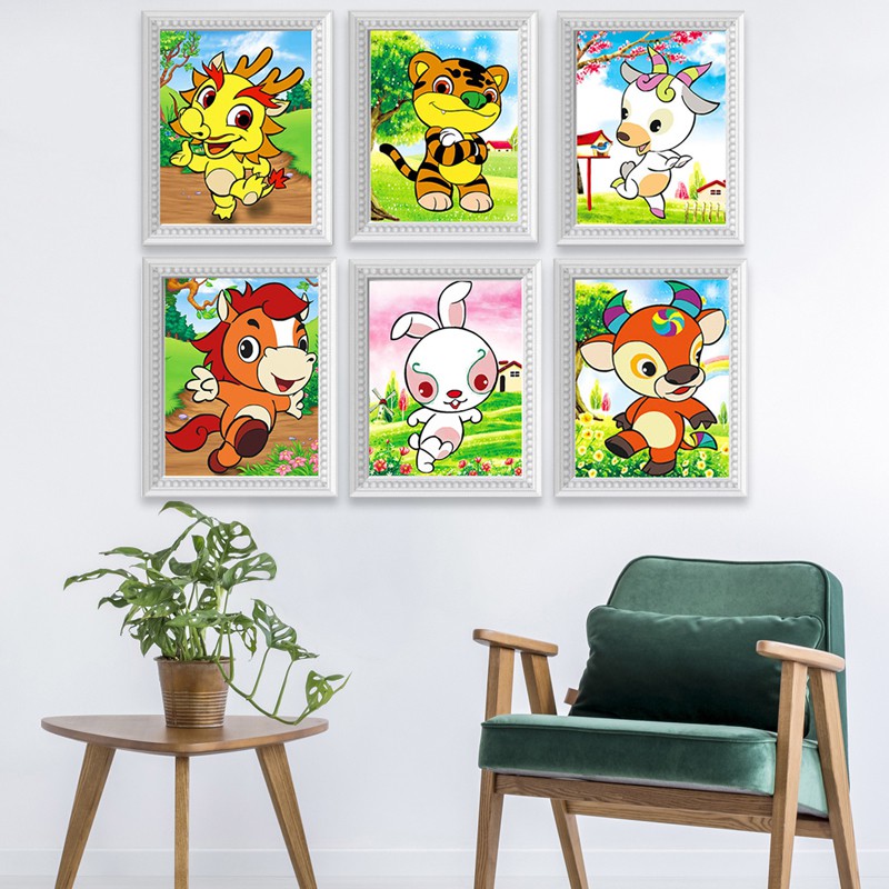 Tranh Đính Đá CÓ KHUNG SẴN - Bộ 12 Con Giáp (25x30cm) | BigBuy360 - bigbuy360.vn