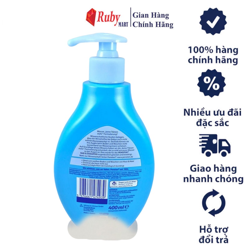 Sữa tắm gội Penaten Bad&amp;Shampoo 2-in-1 cho bé 400ml