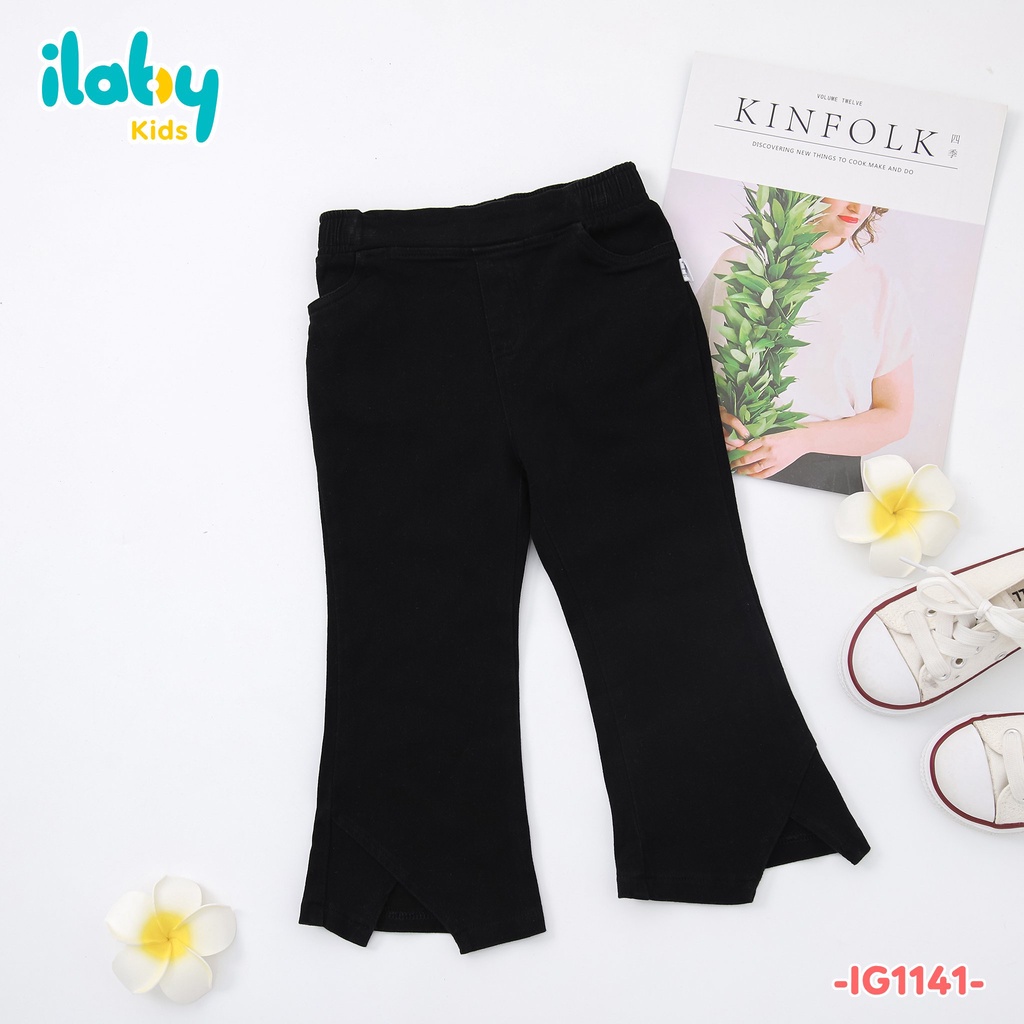 [25.6 GIẢM 40K ĐƠN 299K] Quần bé gái ILABY ống loe xẻ gấu chất liệu bò [30IG11410722]