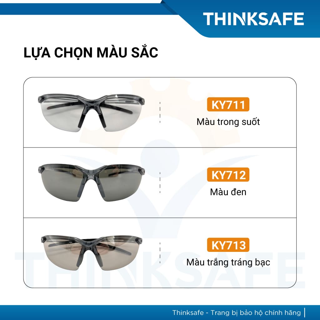 Kính bảo hộ Kings KY715 màu đen tráng gương ánh Xanh chống chói, chống tia UV Kính chống bụi đi đường - THINKSAFE