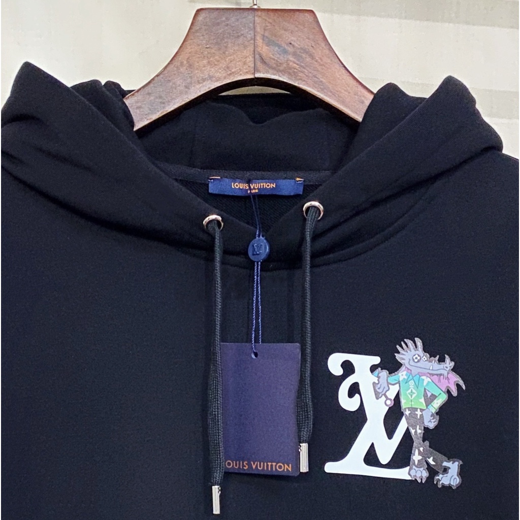 Áo sweater cotton tay dài L0uis Vu11tt 2021 có logo quái vật nhỏ xinh