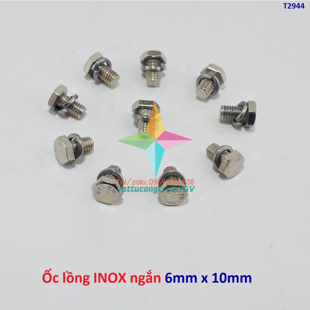 Set 10 ốc INOX D6mm vặn lồng máy giặt SANYO-TOSHIBA