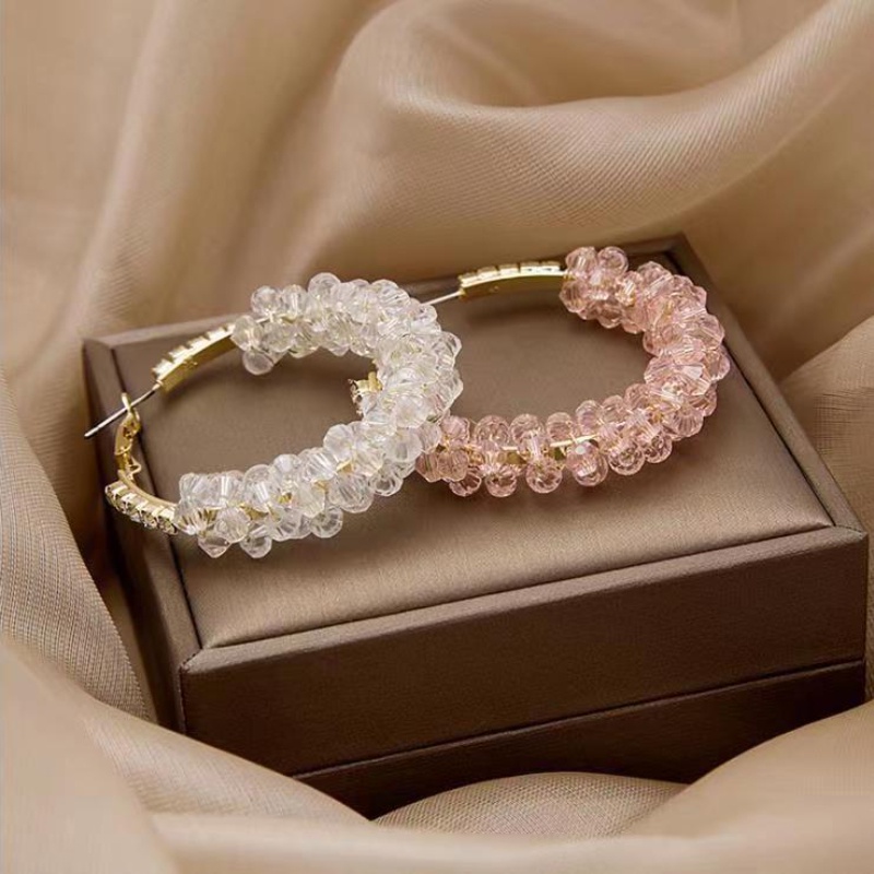 Bông Tai Mạ Bạc 925 Hình Chữ C Đính Pha Lê Phong Cách Nhật Hàn Cổ Điển Thời Trang Cho Nữ