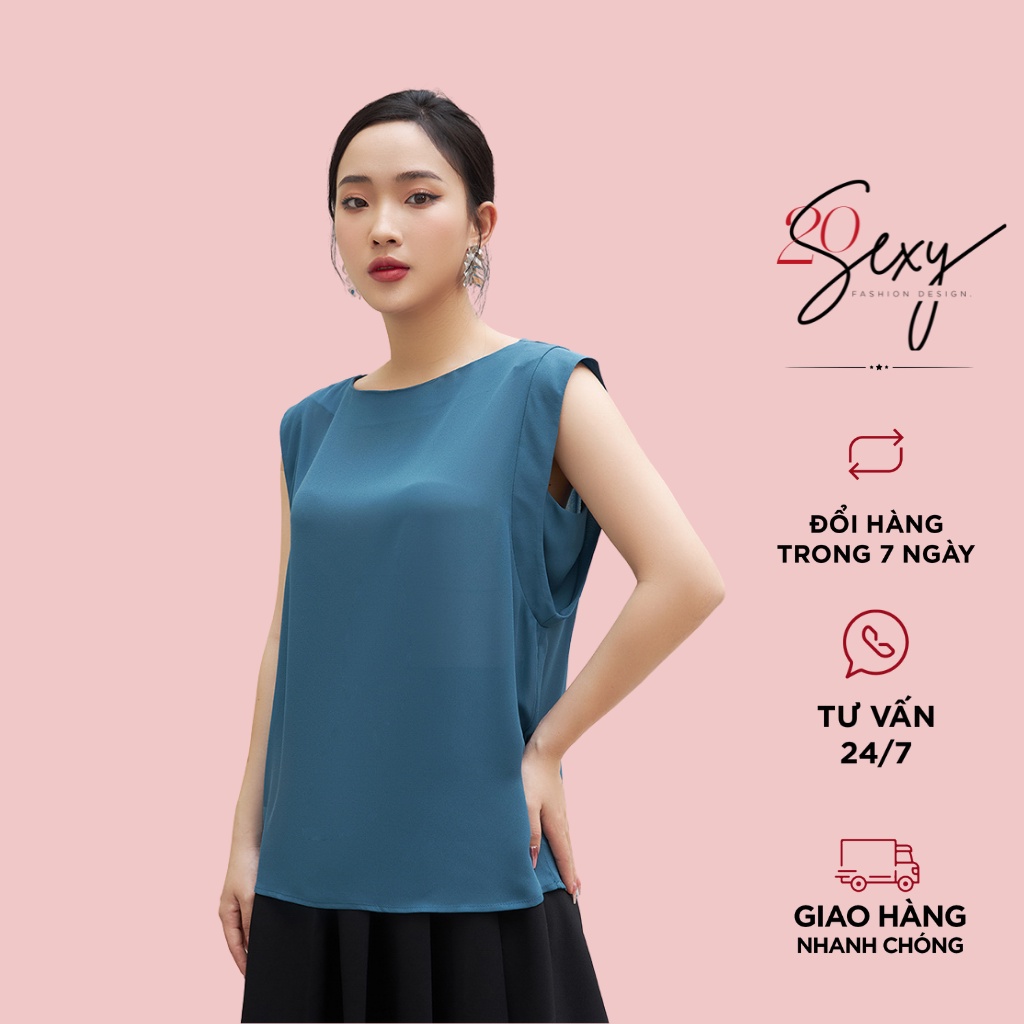 Áo sơ mi nữ voan lụa 20Sexy by 20AGAIN 3 MÀU, đủ size, vai chờm công sở ASA1593
