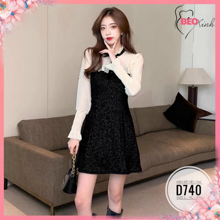 🔥bigsize 60-90KG🔥 beoxinh.store Đầm bố tiểu thư D740 🔥Quảng Châu cao cấp🔥 chiết eo giấu bụng ngoại cỡ size lớn | BigBuy360 - bigbuy360.vn