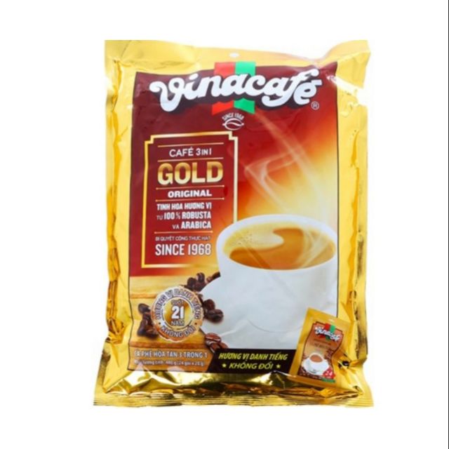 CAFE HÒA TAN 3 trong 1 VINACAFFE GOLD ORIGINAL 480G ( 24 gói x 24g)