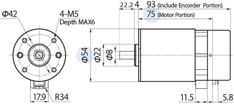 Động cơ Servo Nisca NF5475 encoder 200ppr. Kèm dây nguồn và dây encoder