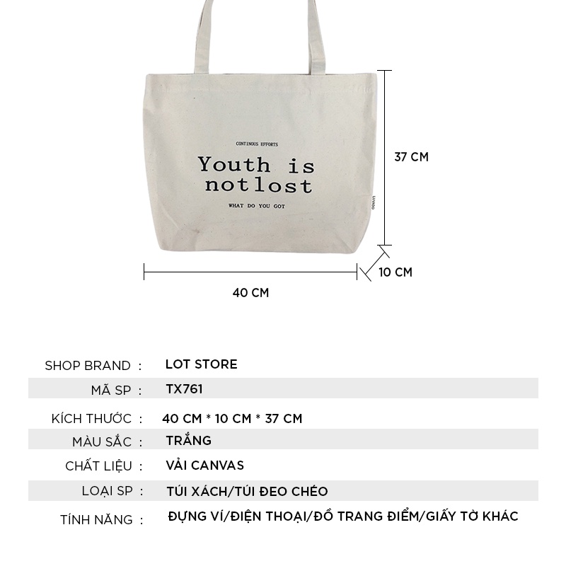 Túi vải thời trang canvas tote đựng đồ quần áo thời trang LOT STORE TX761