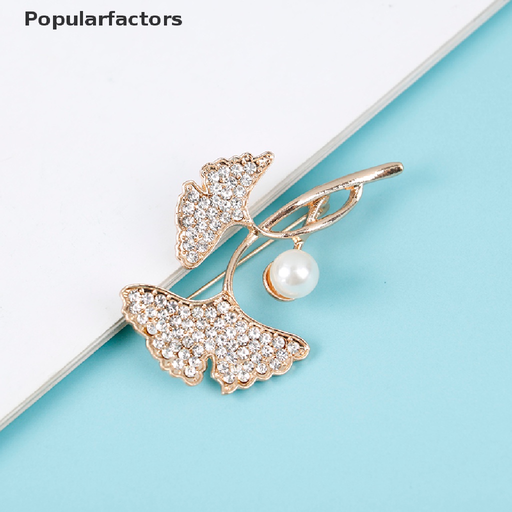 Ghim cài áo hình lá đính ngọc trai nhân tạo thời trang