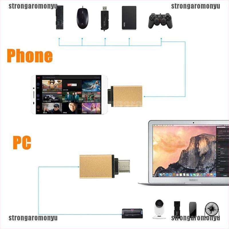 1pc Usb Type C Male To Usb 3.0 Female Sync Sync Adapter For Phone Macbook (St)