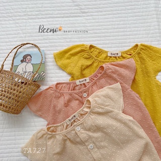 Bộ thô mềm Beemo cộc tay chấm bi cho bé gái