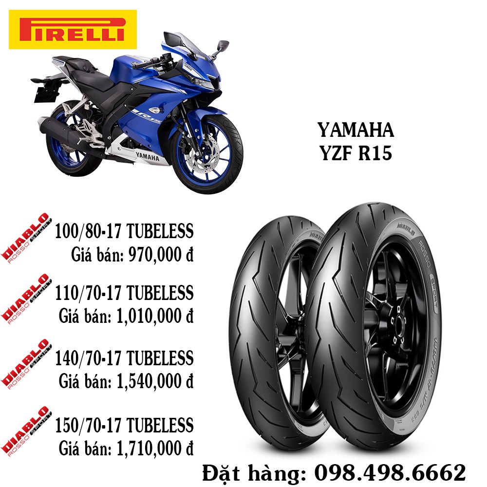 Lốp xe máy PIRELLI Cho Yamaha YZF R15 - Diablo Rosso Sport