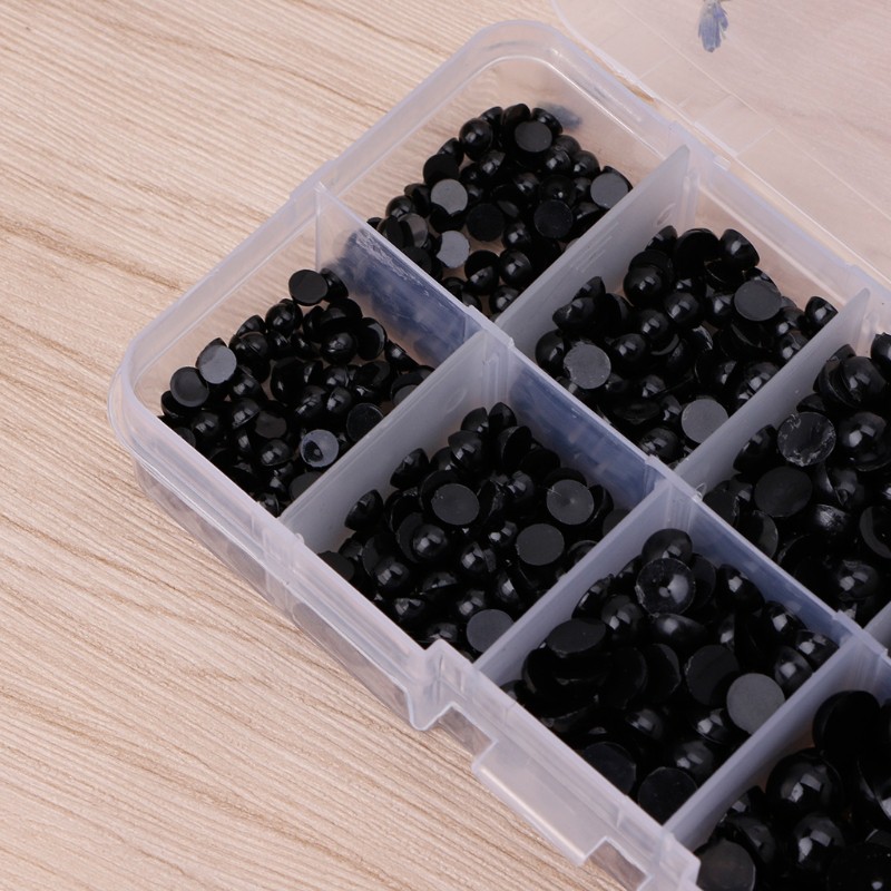 Hộp 760 mắt nhựa màu đen 4-10mm dùng làm thú nhồi bông / búp bê
