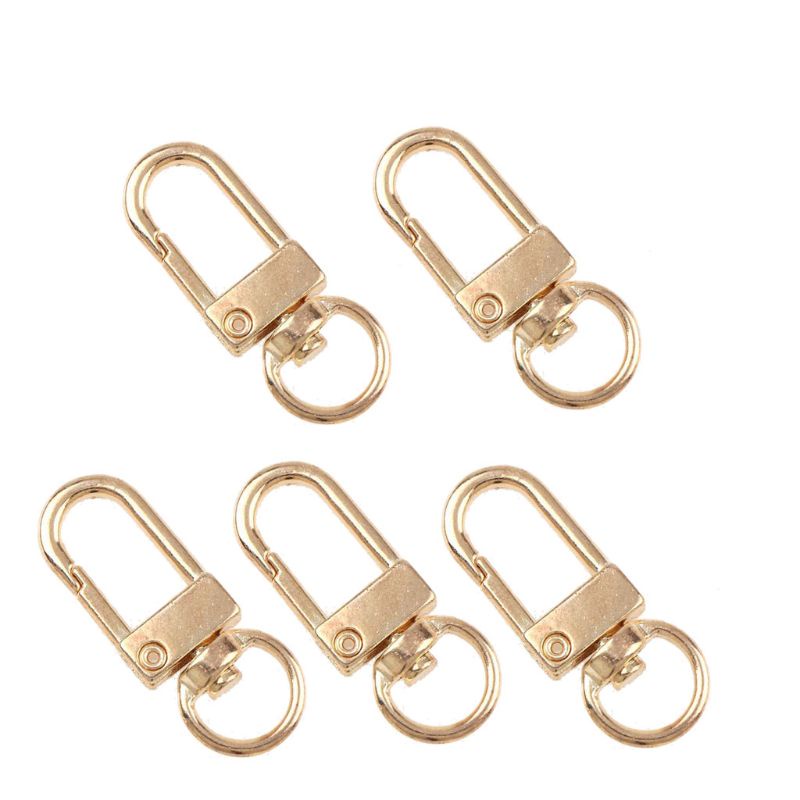Set 5 móc khóa dạng xoay màu vàng / bạc bền bỉ chuyên dụng cho làm trang sức