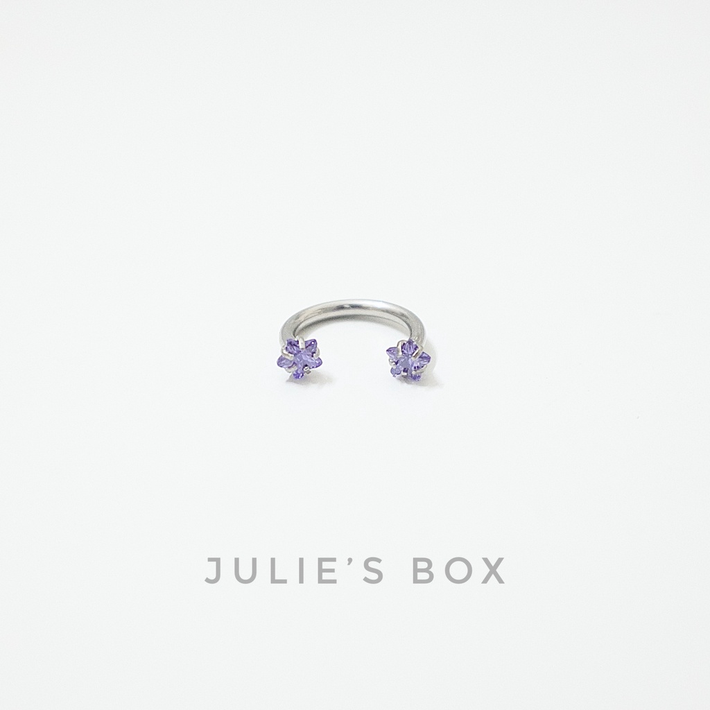 [1 Chiếc] Khuyên Tai Bông Tai Chữ U 2 Đầu Đá Ngôi Sao Màu Tím Thép Y Tế Titan Thép Không Gỉ Cá Tính Phong Cách Nam Nữ