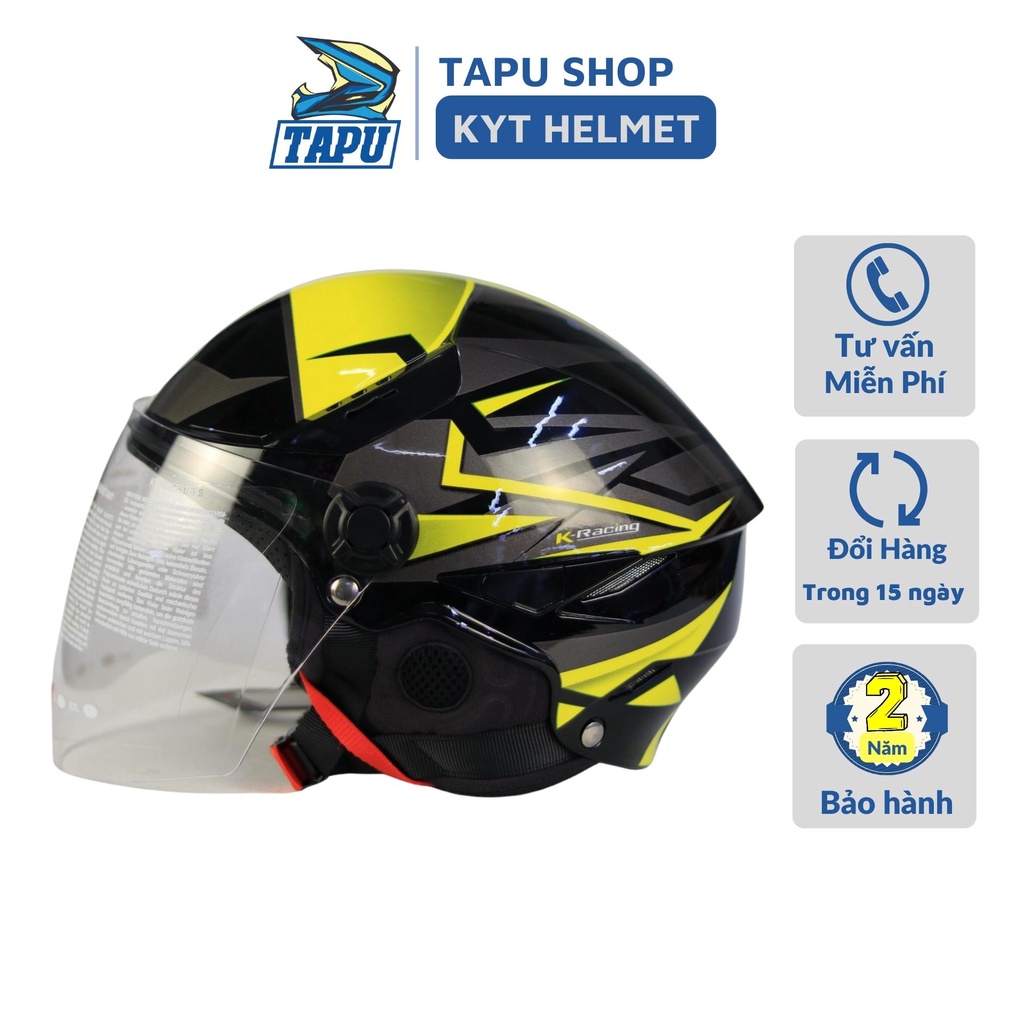 MŨ BẢO HIỂM 1/2 NỬA ĐẦU KYT TIGER (VÀNG XÁM ĐEN)