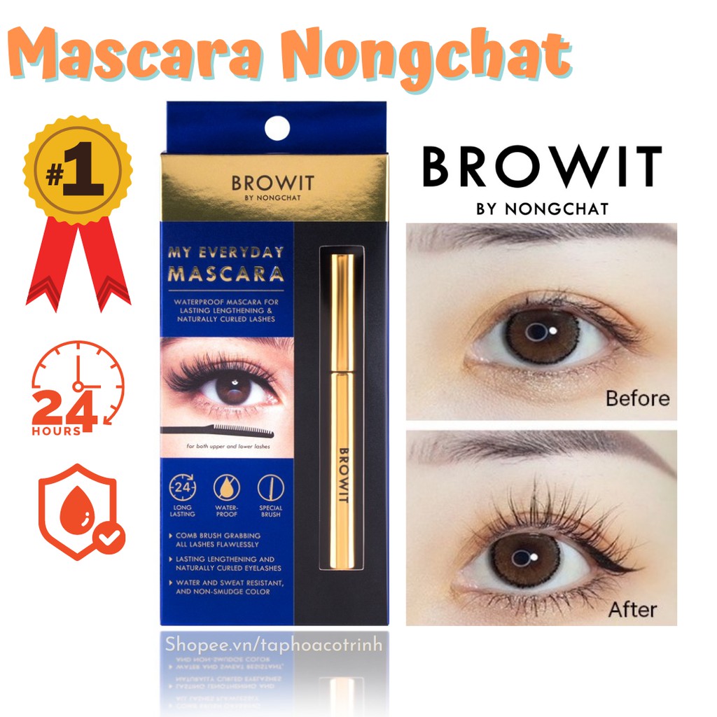 Mascara NongChat Browit Thái Lan làm dày, dài cong mi, chuyên dụng cho makeup