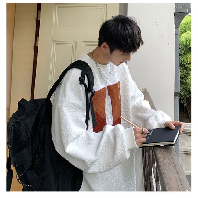 Áo Hoodie Dáng Rộng Thời Trang Mới Mùa Thu Cho Nam Không Có Mũ Phong Cách Mỹ