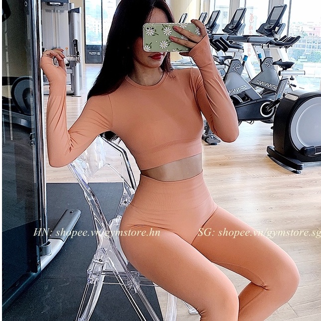 Set Bộ Đồ Tập Gym Nữ ❤️𝐇𝐀̀𝐍𝐆 𝐗𝐈̣𝐍❤️ Dài Tay Thun Bền Đẹp Co Giãn Hút Mồ Hôi Thể Thao Rẻ Đẹp 𝐆𝐘𝐌𝐒𝐓𝐎𝐑𝐄 071