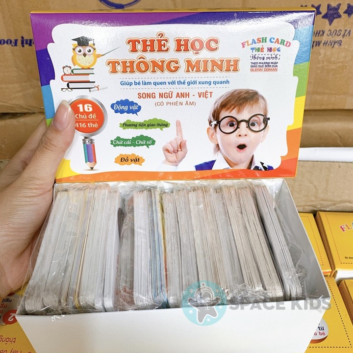 Đồ chơi cho bé Thẻ học thông minh Flash card song ngữ 16 chủ đề  Space Kids