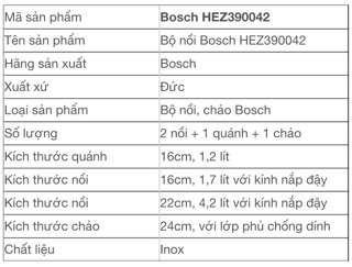 Bộ nồi inox Bosch HEZ390042